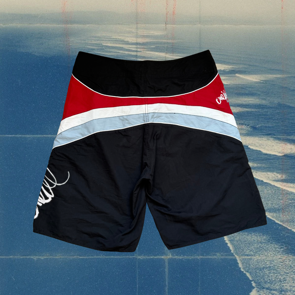 O’Neill superfreak curved multi panel black vintage boardies