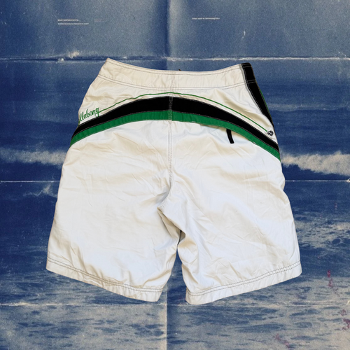 Billabong white with green&blue stripes vintage boardies