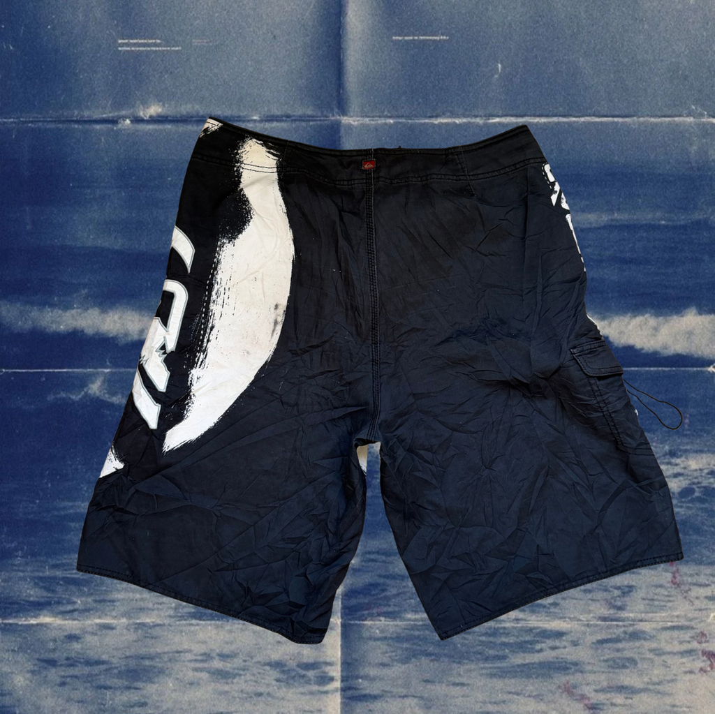 Quicksilver black with white logo vintage boardies
