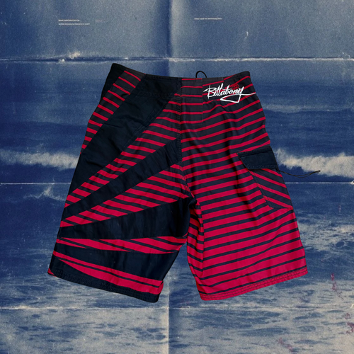 Andy Iron x Billabong rising sun black and red stripes vintage boardies