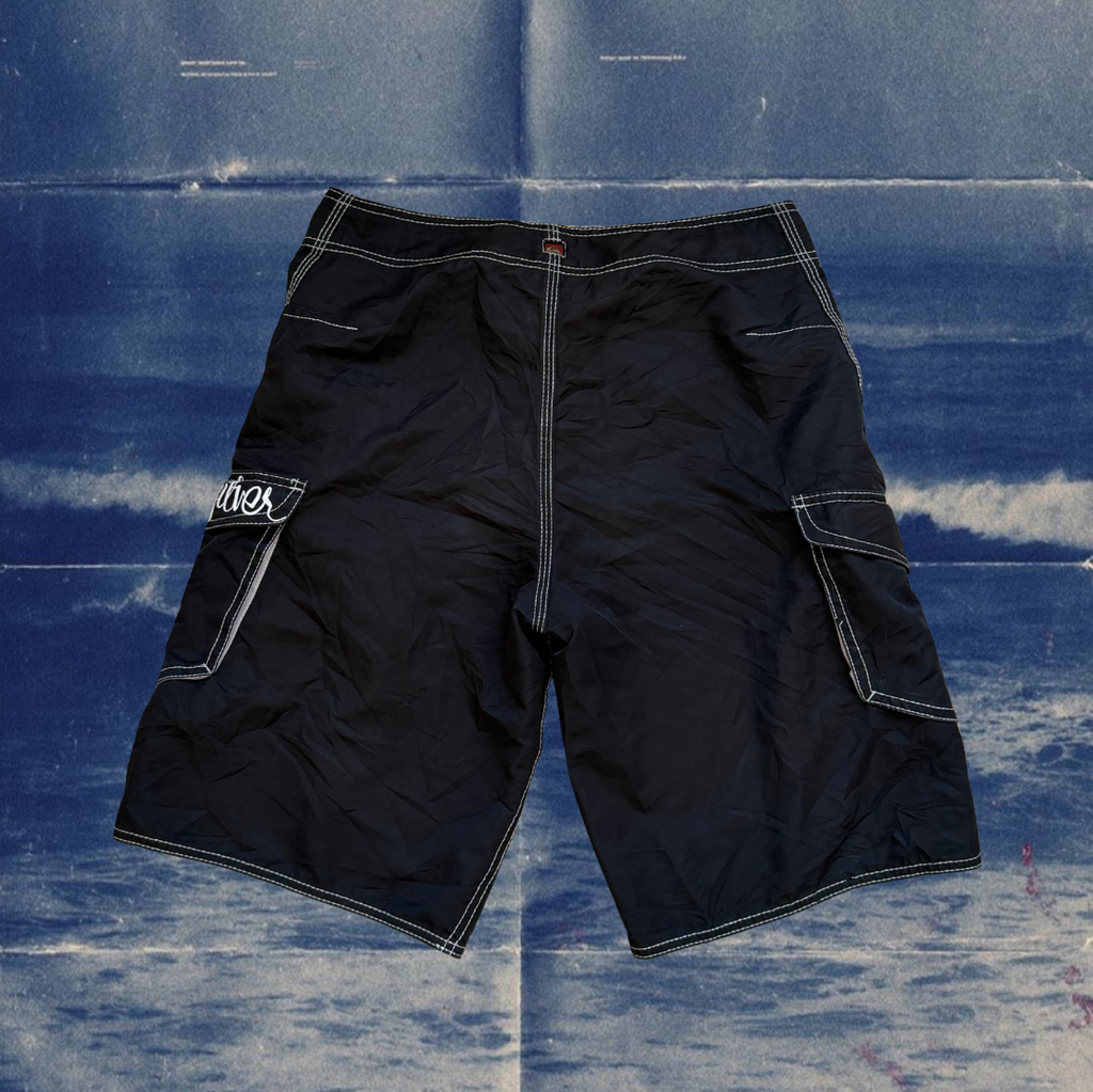 Quicksilver black with white stiches vintage boardies