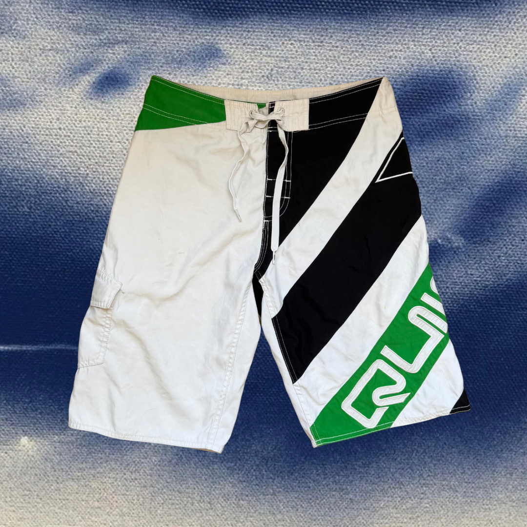 Quicksilver white/green vintage boardies