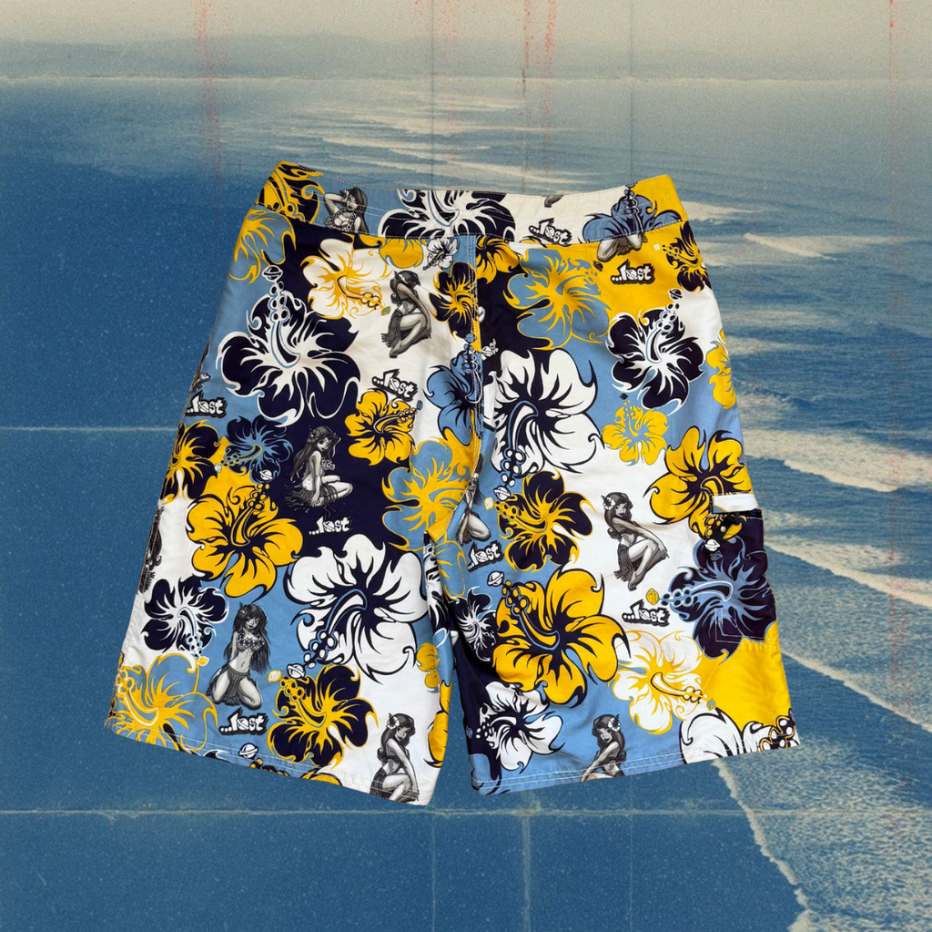 Lost enterprises hula print vintage boardies