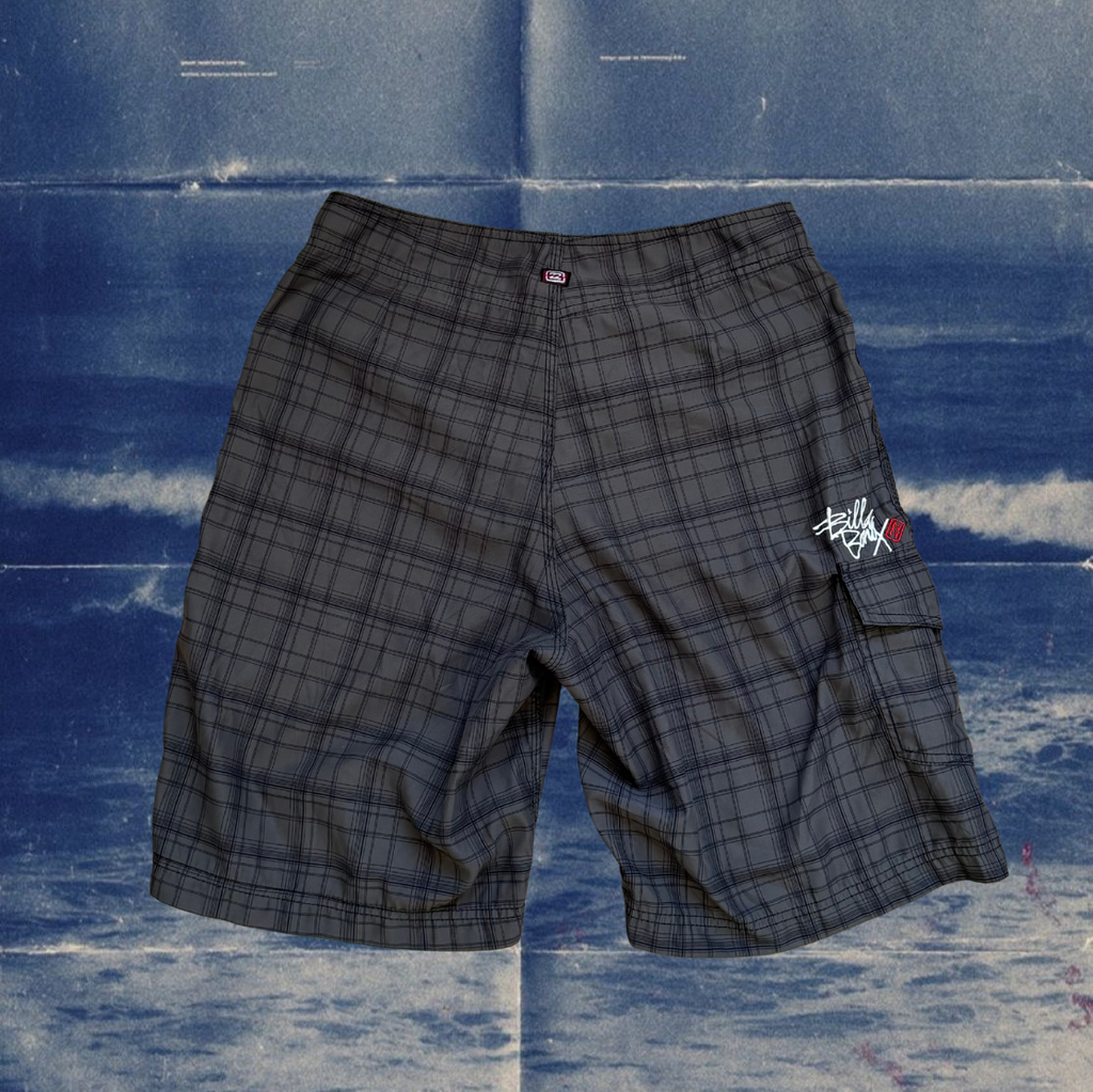 Billabong checkered gray vintage boardies