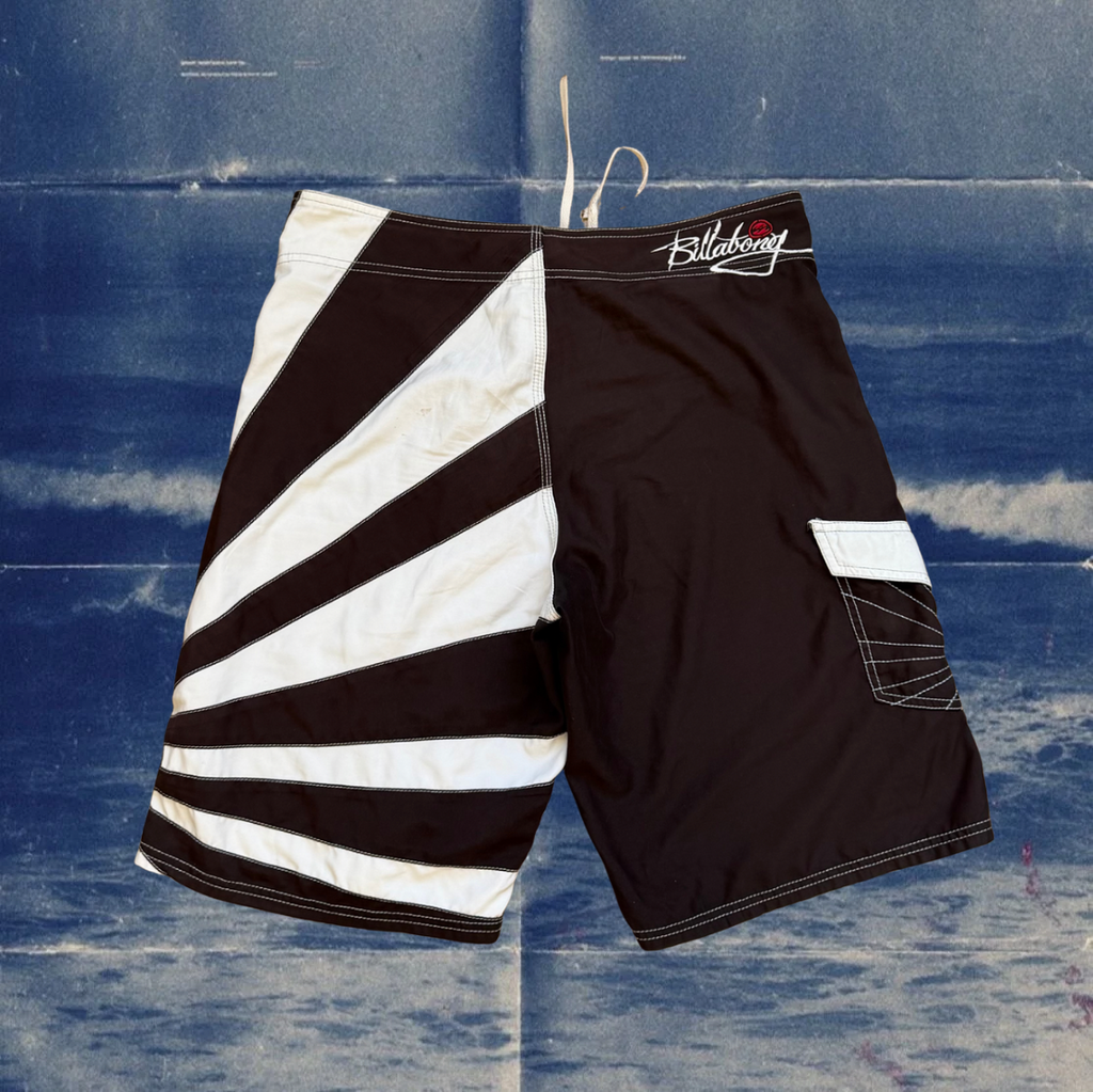 Andy Iron x Billabong rising sun brown and white vintage boardies