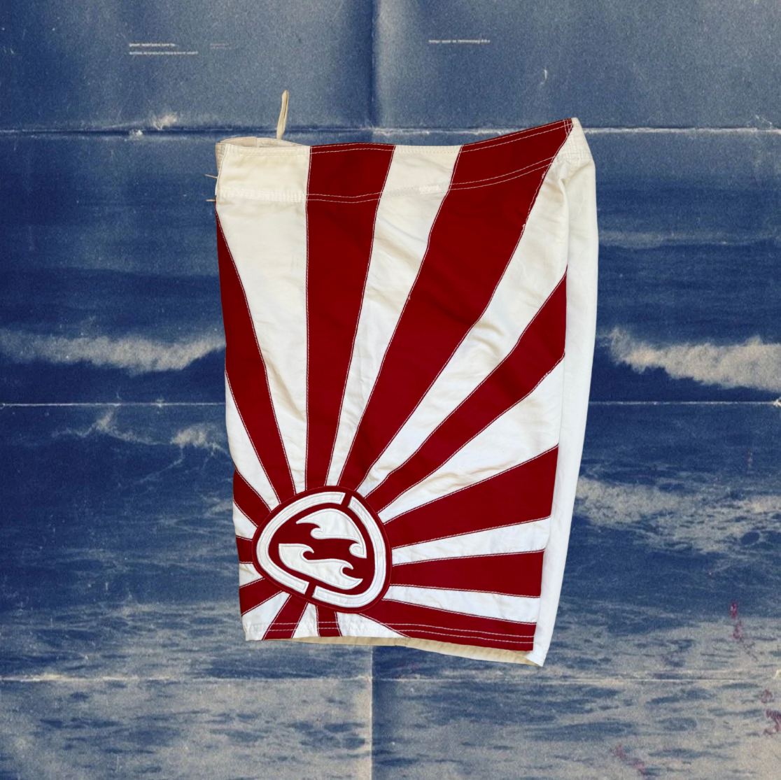 Andy Iron x Billabong rising sun red and white vintage boardies