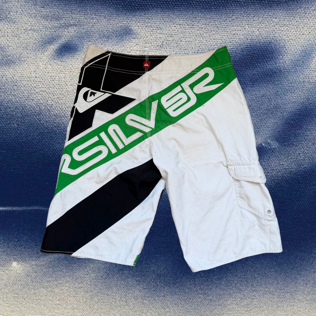 Quicksilver white/green vintage boardies