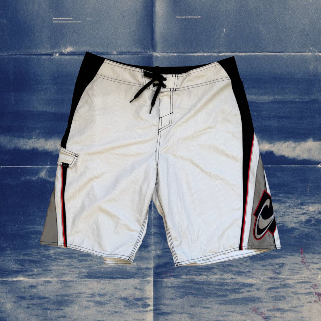 O’Neill white with black&red details vintage boardies