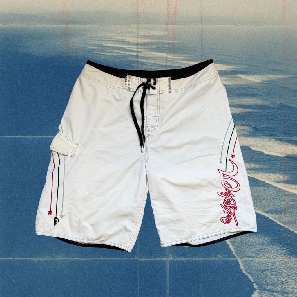 Quicksilver white with details vintage boardies