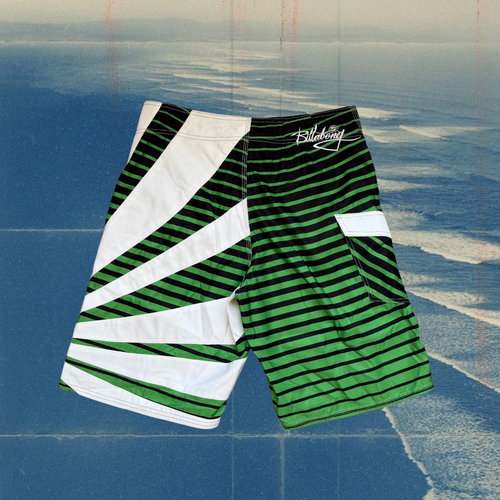 Andy Irons X Billabong rising sun green with stripes vintage boardies