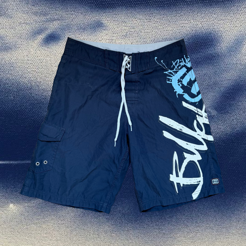 Billabong blue with signature logo vintage boardies