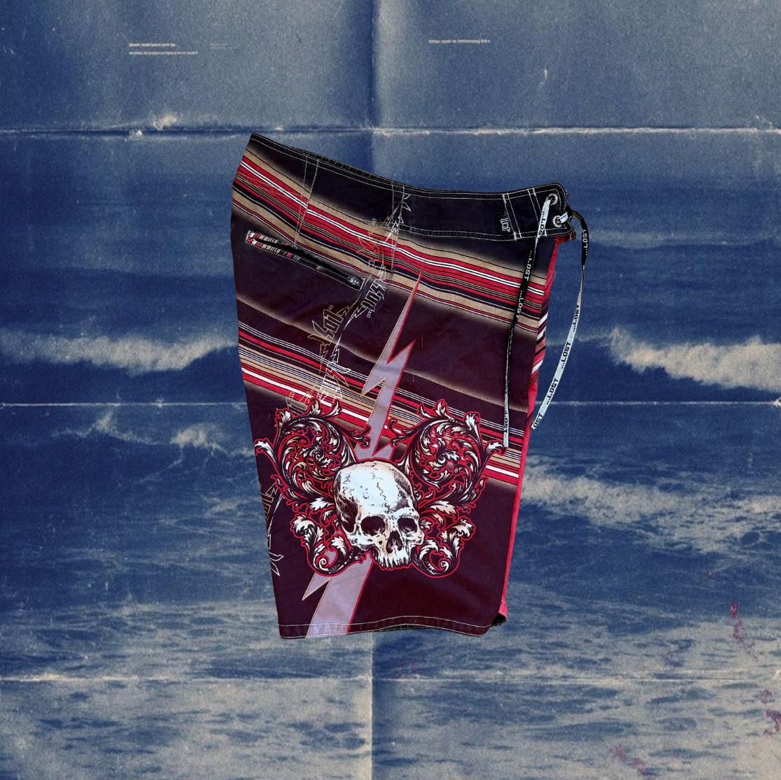 Lost red print vintage boardies