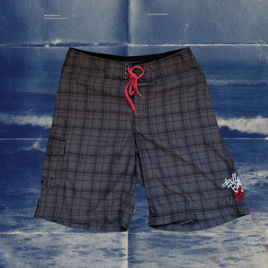 Billabong checkered gray vintage boardies