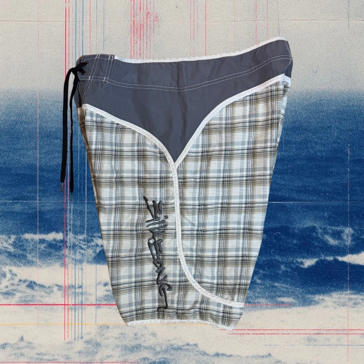 Billabong light blue/grey checkered vintage boardies
