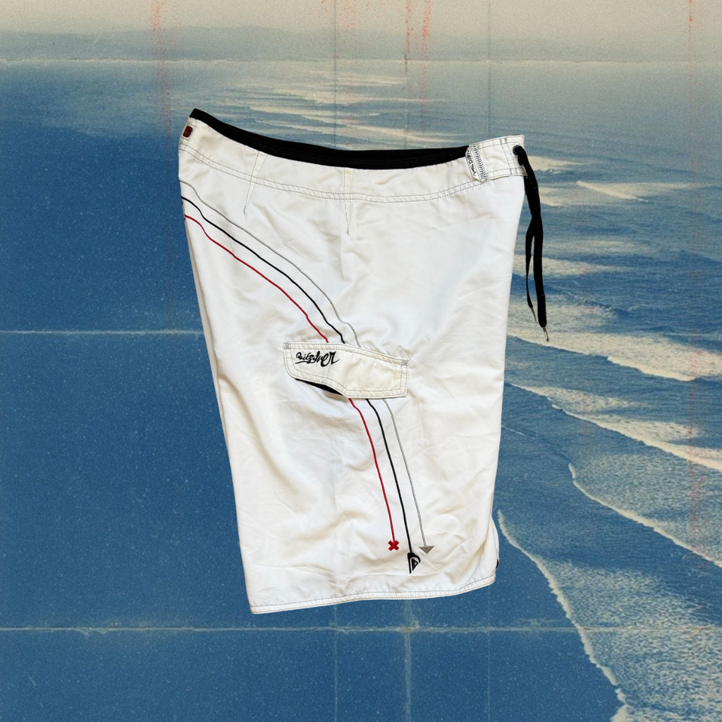 Quicksilver white with details vintage boardies