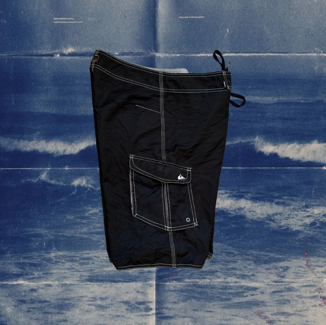 Quicksilver black with white stiches vintage boardies