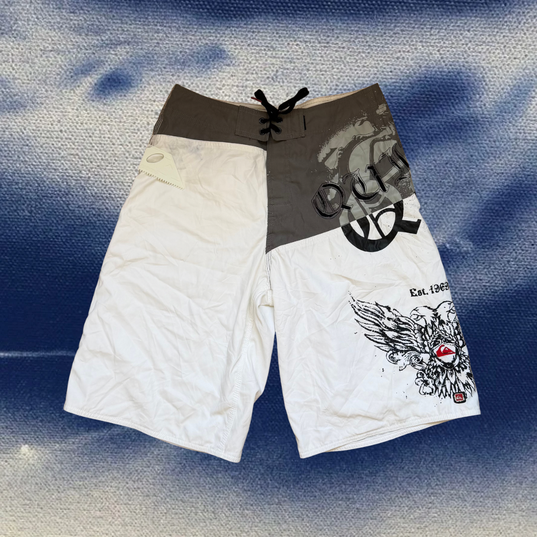 Quicksilver Wings print white vintage boardies
