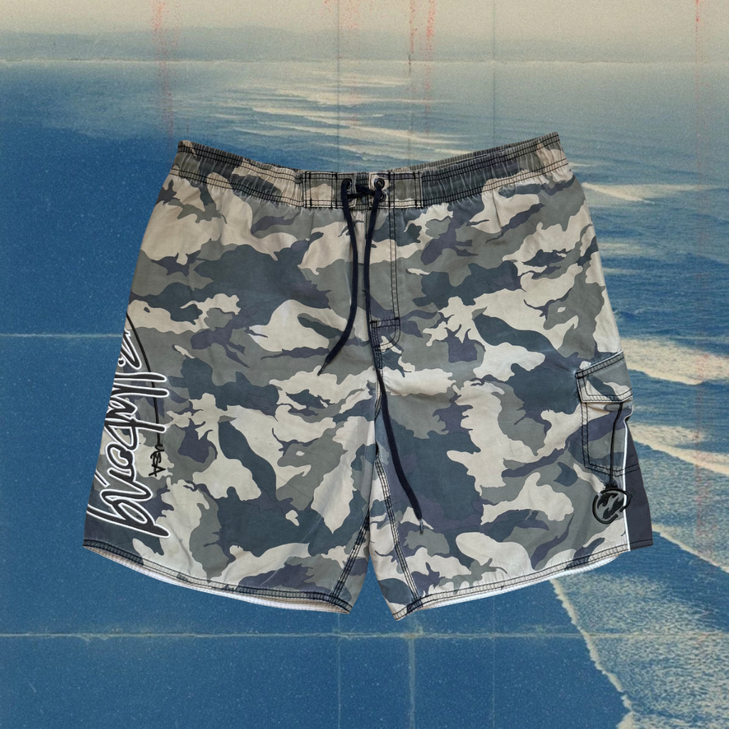 Billabong camouflage script logo vintage boardies