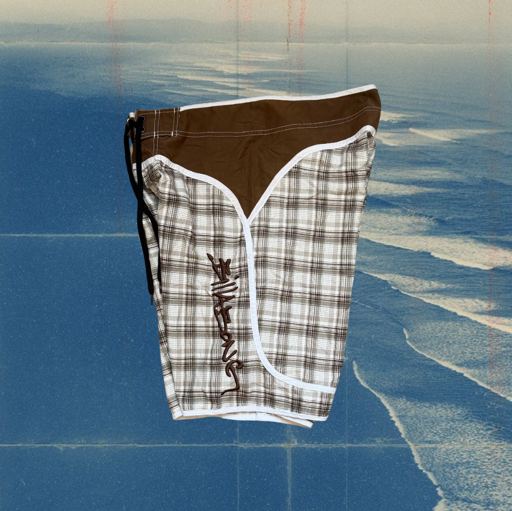 Billabong brown checkered vintage boardies