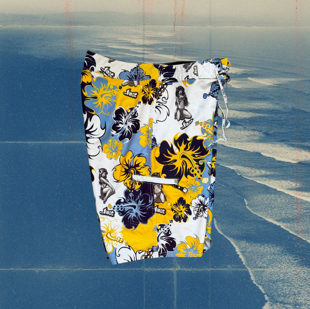 Lost enterprises hula print vintage boardies