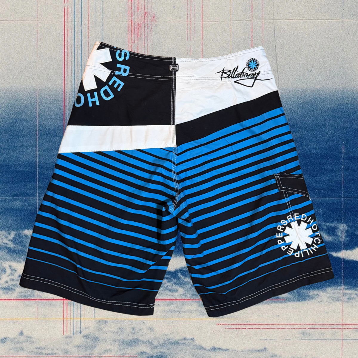 Billabong X Red Hot Chilly Peppers blue striped vintage boardies