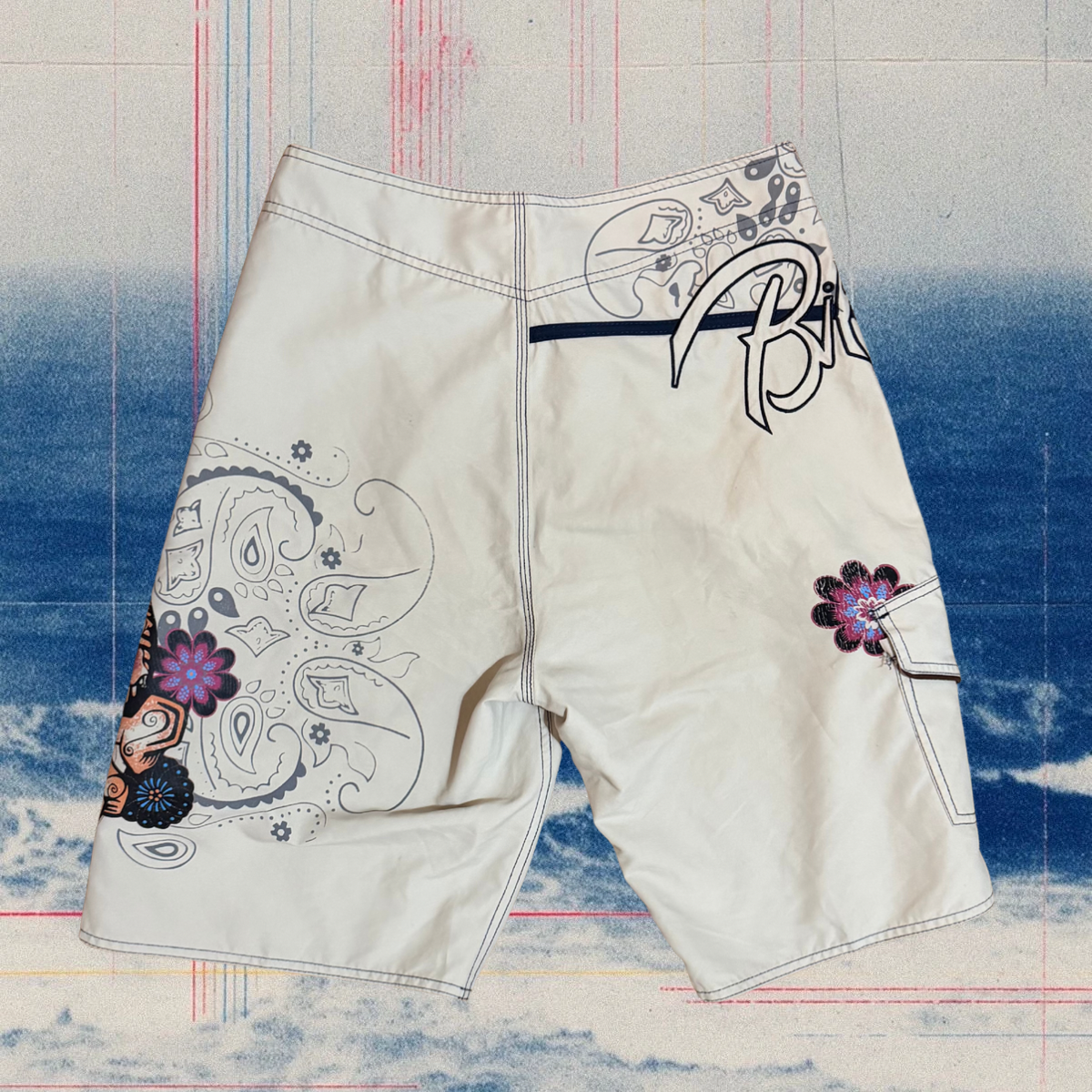 Billabong Supreme Sugar Skull Paisley vintage boardies