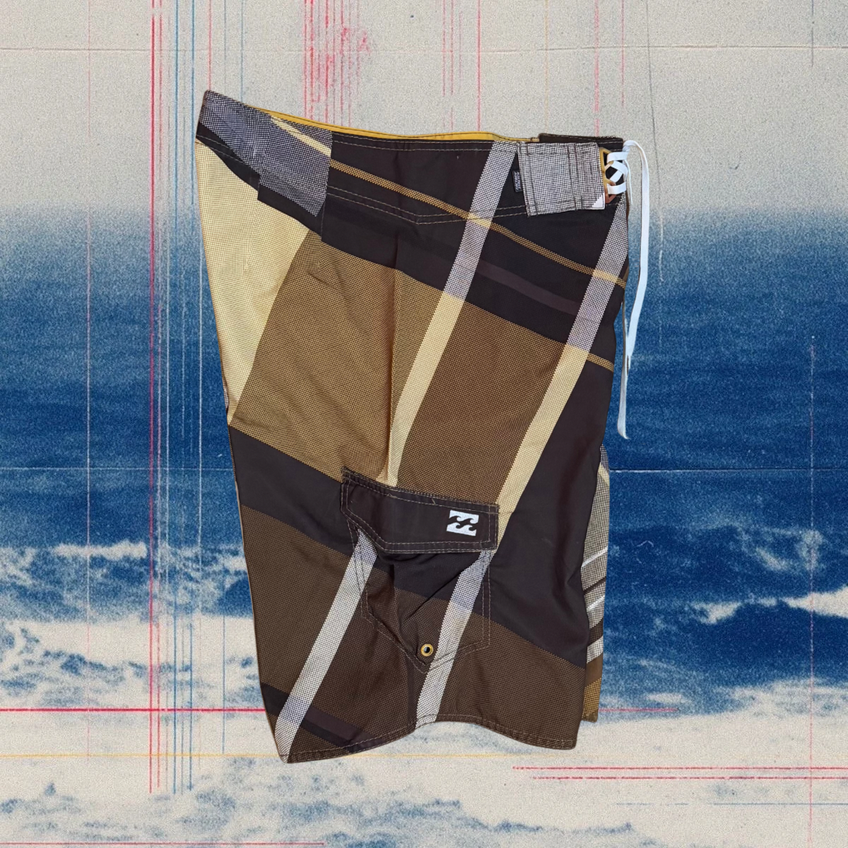 Billabong brown/yellow checkered vintage boardies
