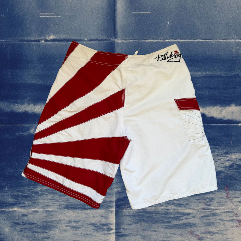 Andy Iron x Billabong rising sun red and white vintage boardies