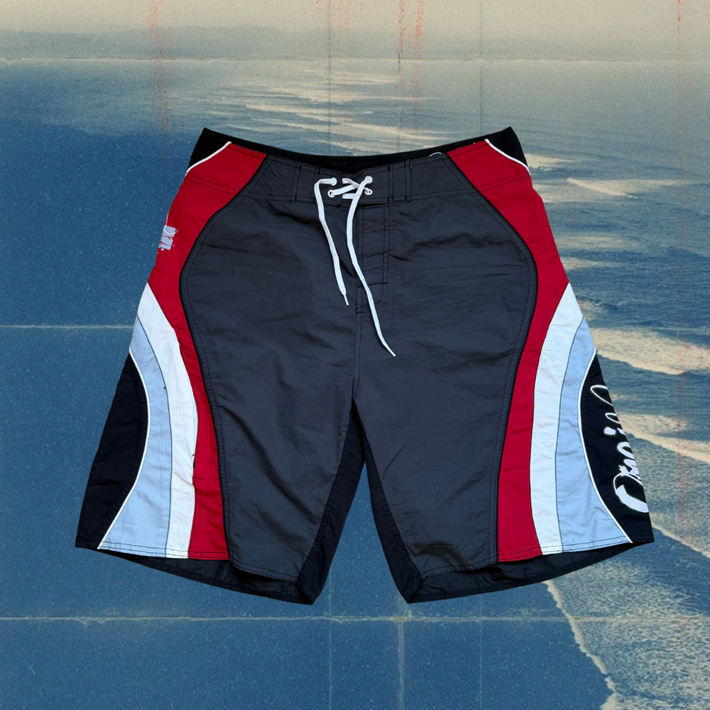 O’Neill superfreak curved multi panel black vintage boardies