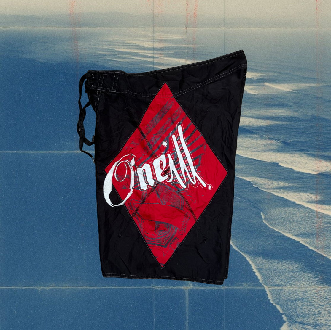 O’Neill black with red panel vintage boardies