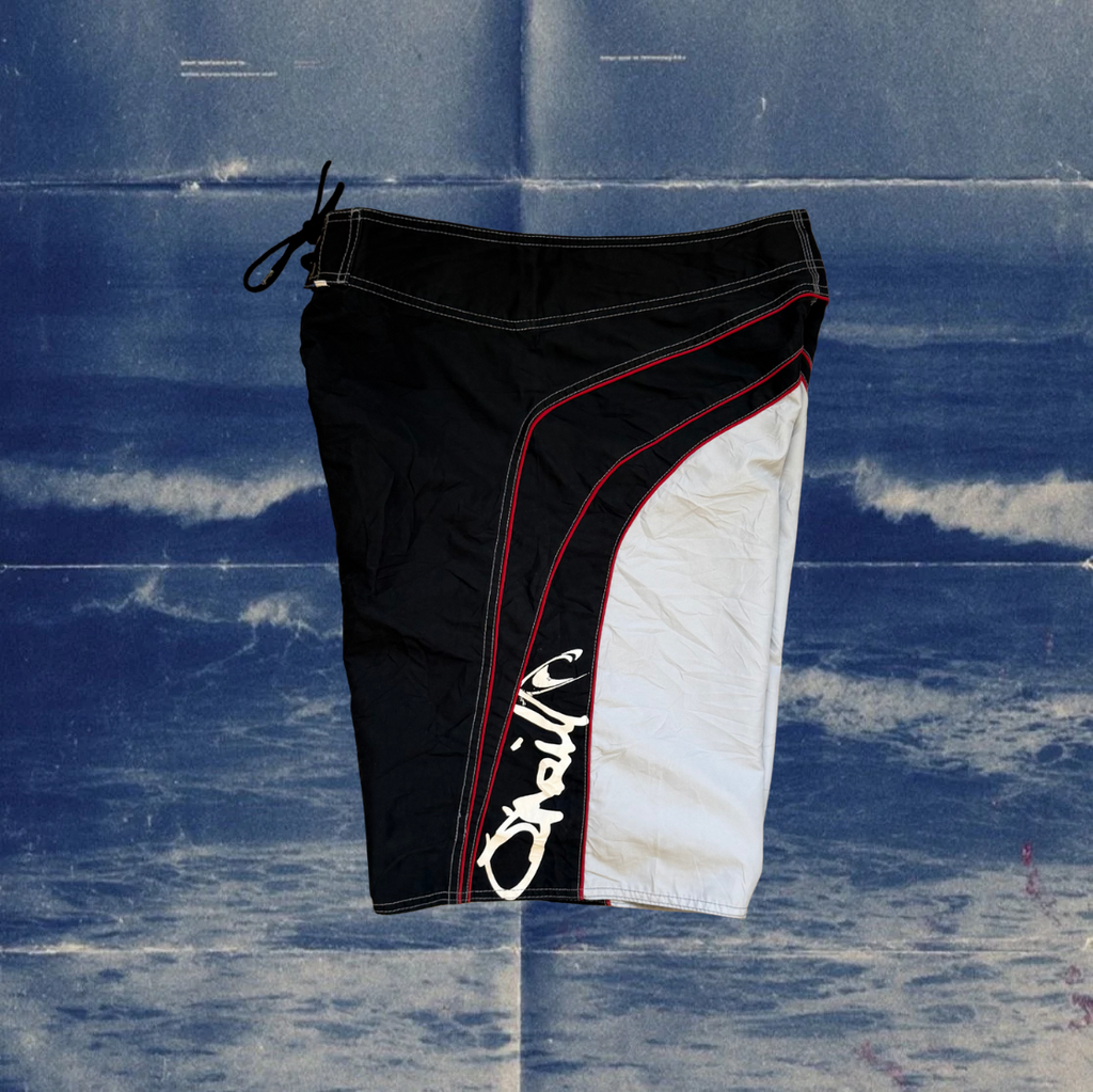 O’Neill black and light gray with red stiches vintage boardies