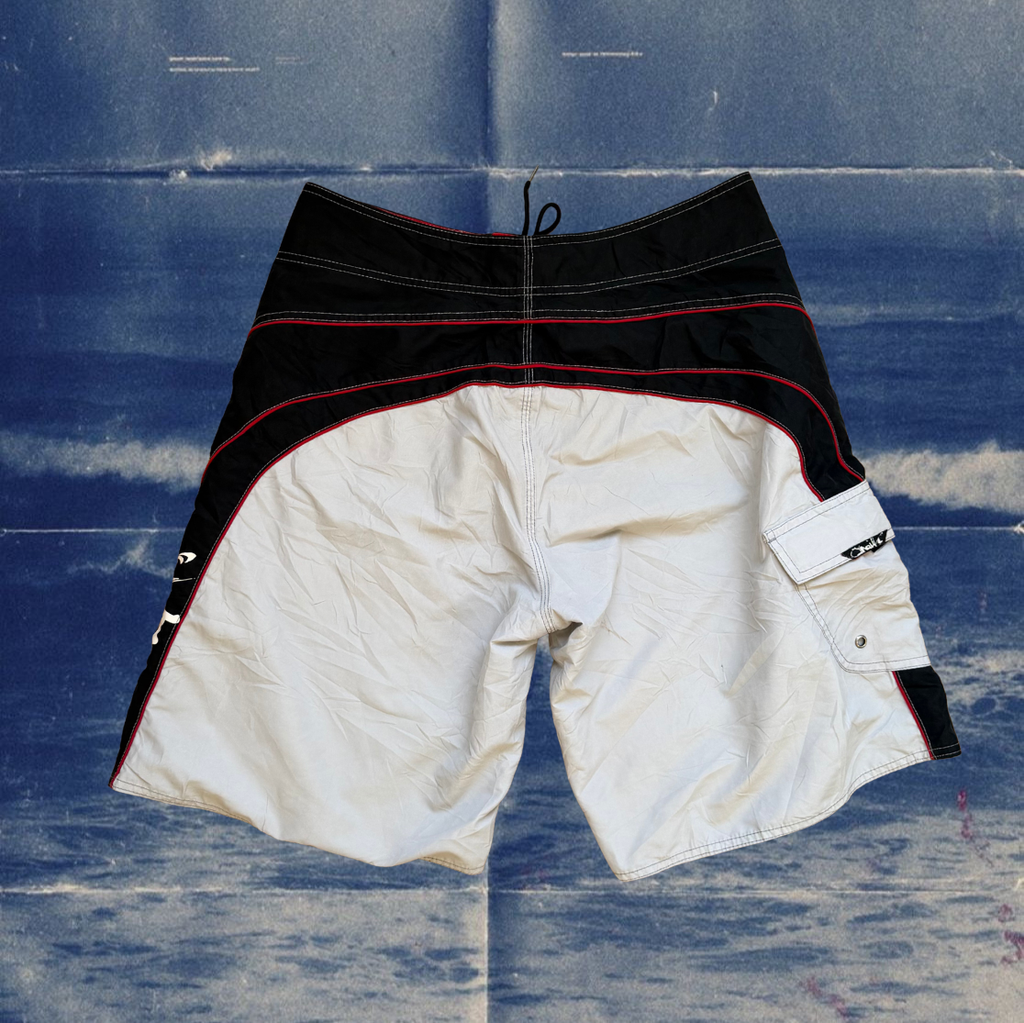 O’Neill black and light gray with red stiches vintage boardies