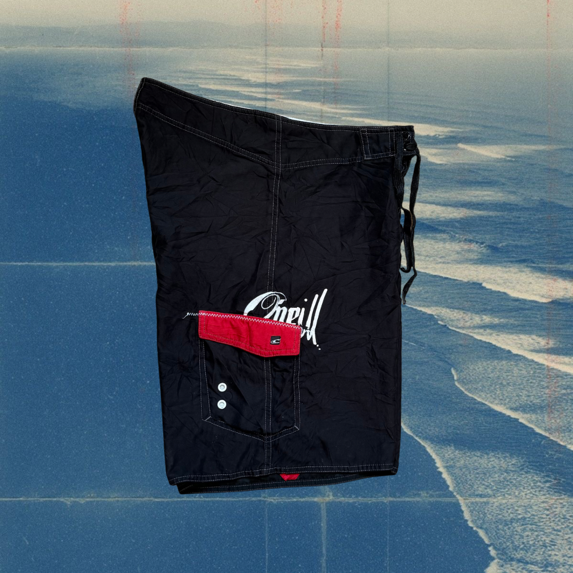 O’Neill black with red panel vintage boardies