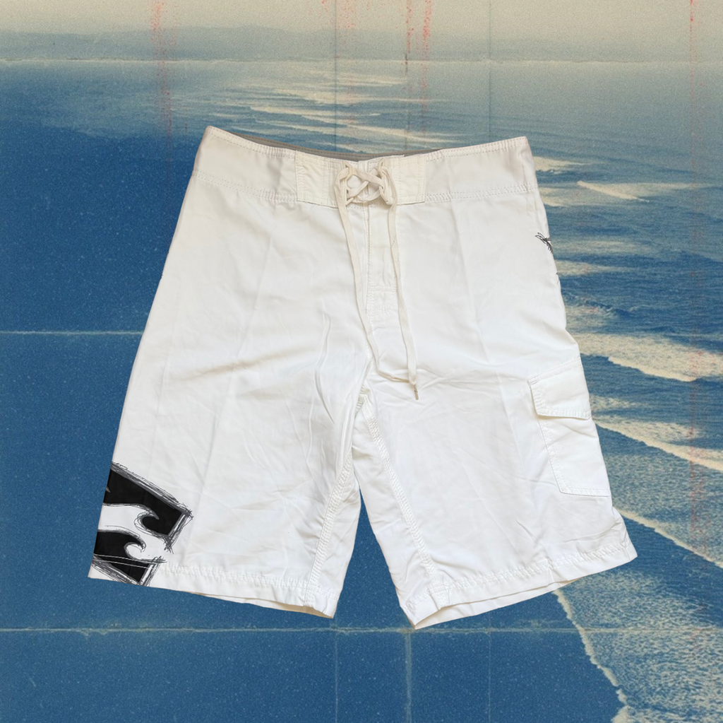 Billabong white with black logo vintage boardies