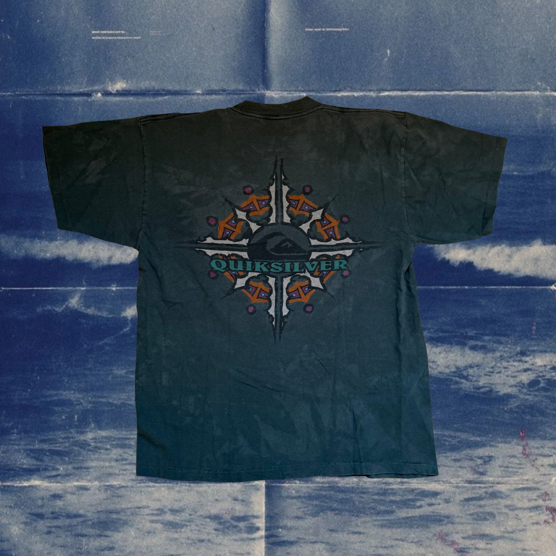 Quicksilver teal dark washed vintage shirt