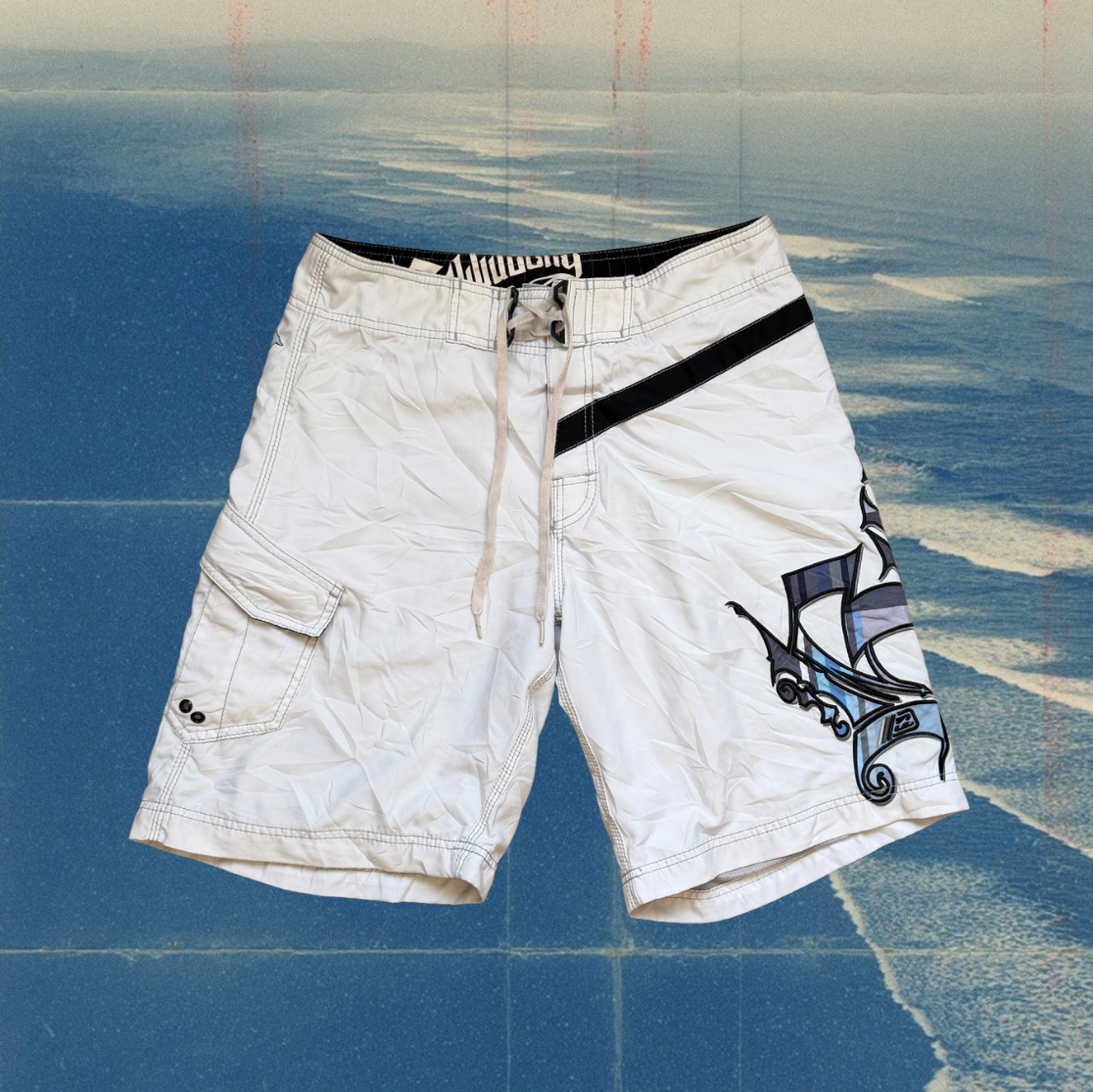 Billabong X Brian Grubb white vintage boardies