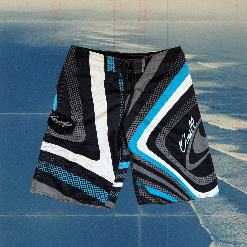 O'Neill geometric halftone pattern black & blue