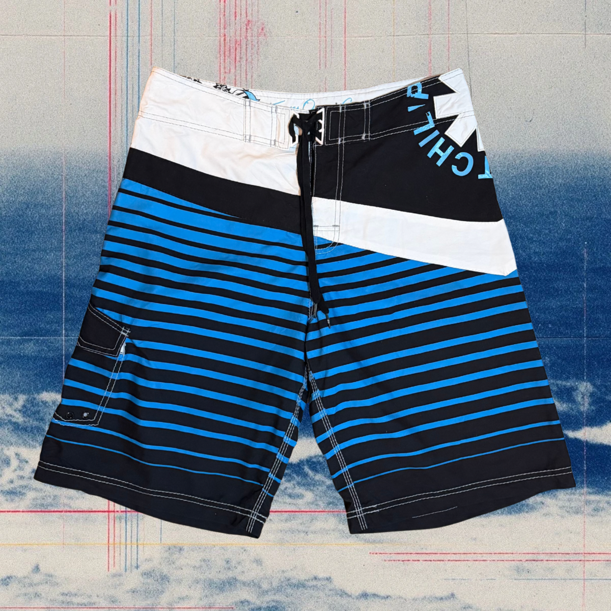 Billabong X Red Hot Chilly Peppers blue striped vintage boardies