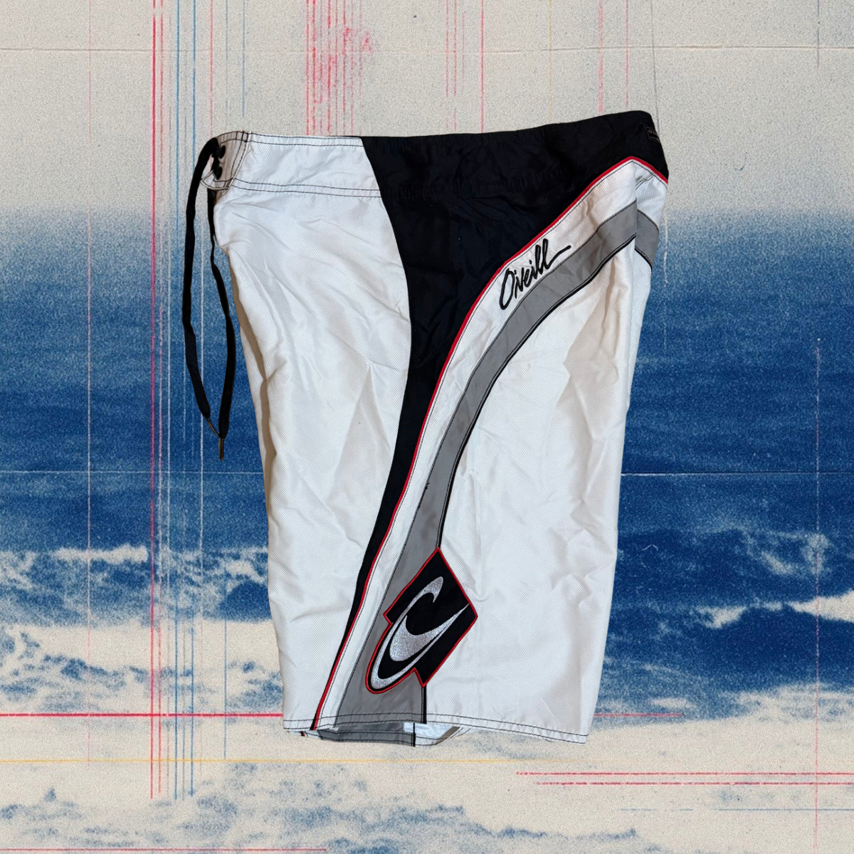O’Neill white with black/red details vintage boardies