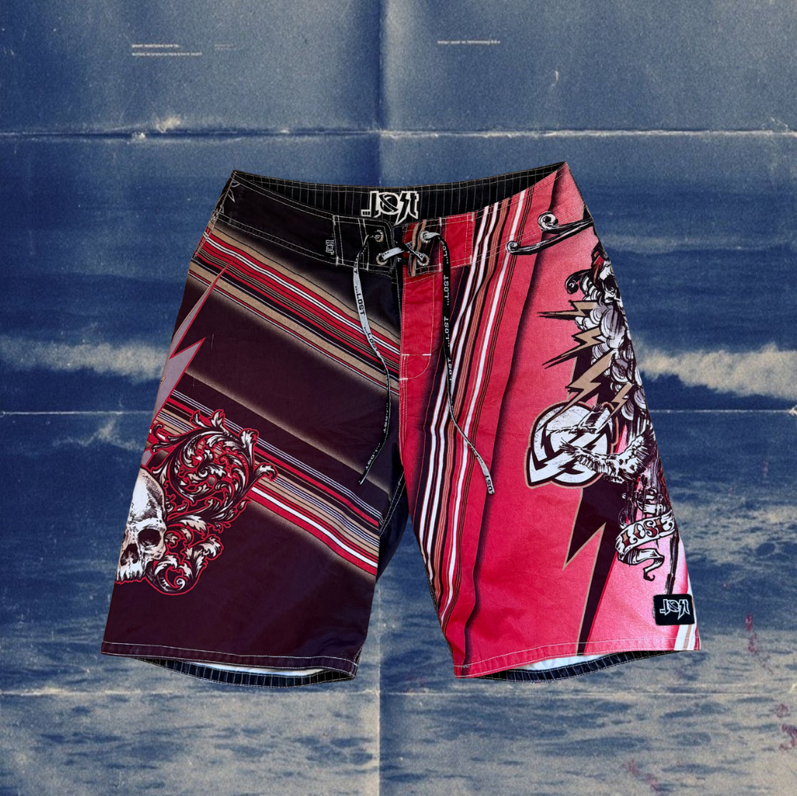 Lost red print vintage boardies