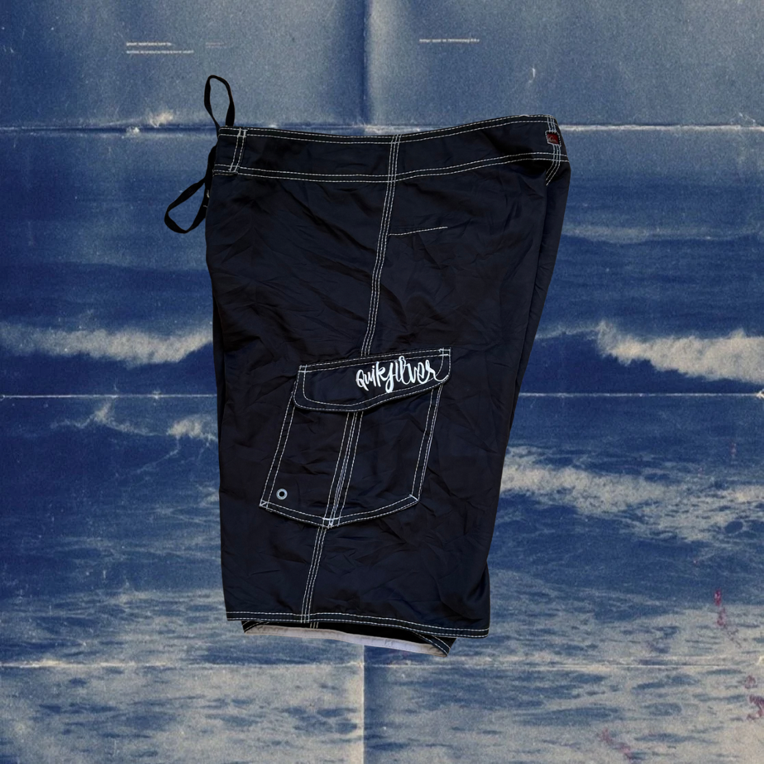 Quicksilver black with white stiches vintage boardies