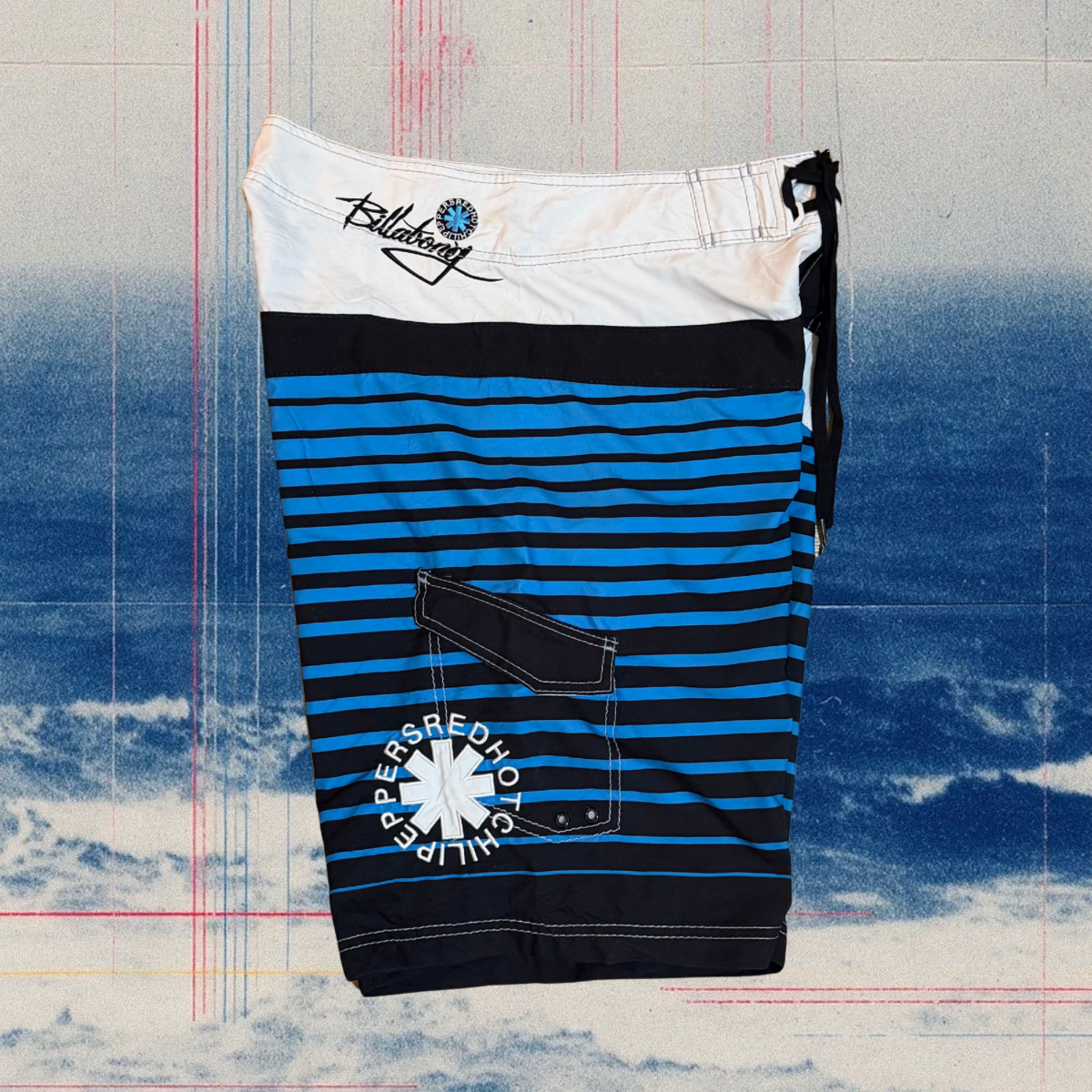 Billabong X Red Hot Chilly Peppers blue striped vintage boardies
