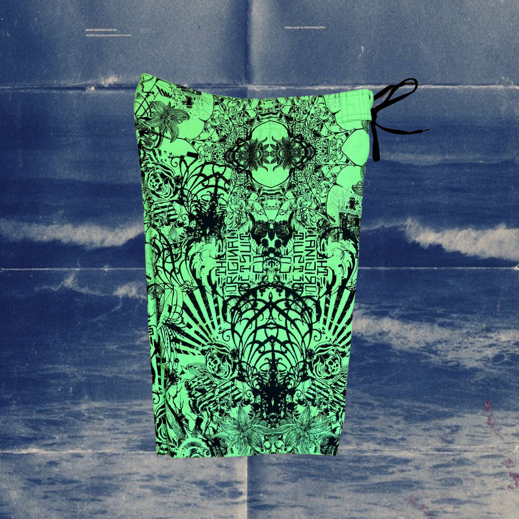 O’Neill neon green vintage boardies with all over print