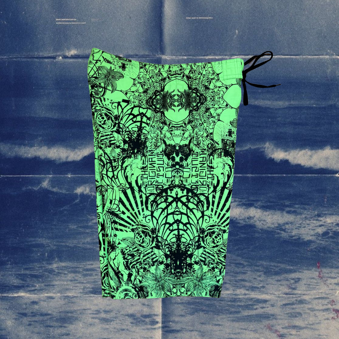 O’Neill neon green vintage boardies with all over print