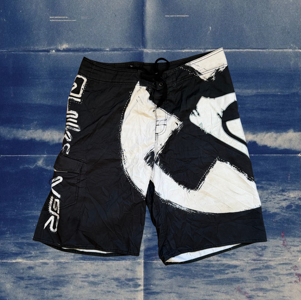Quicksilver black with white logo vintage boardies