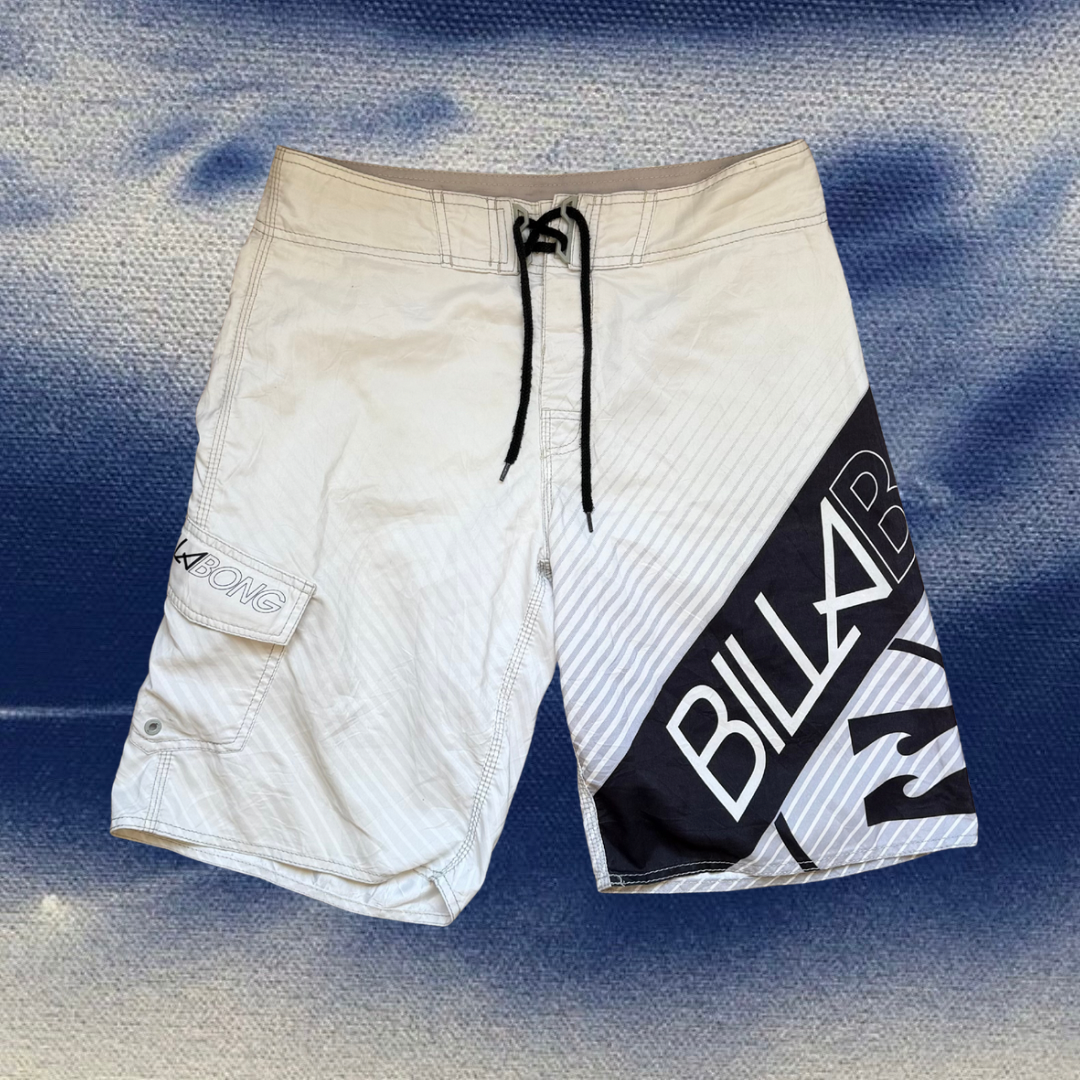 Billabong white with graphic logo vintage boardies