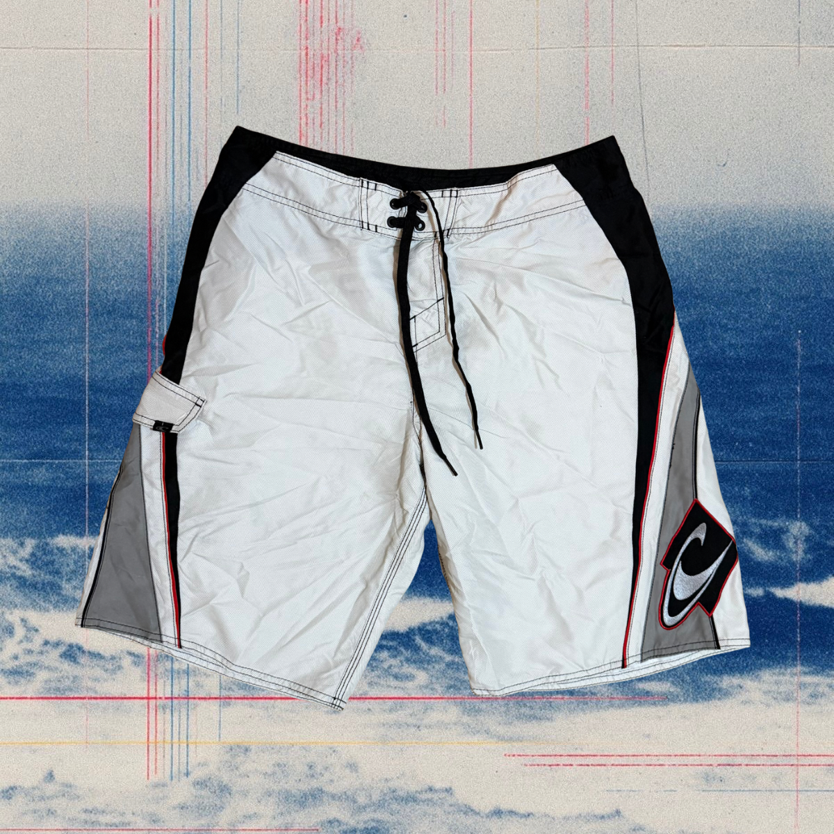 O’Neill white with black/red details vintage boardies