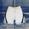 Quicksilver white with brown and light blue stripes vintage boardies