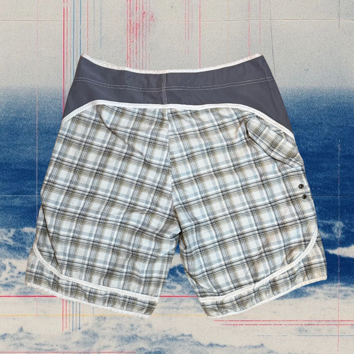 Billabong light blue/grey checkered vintage boardies