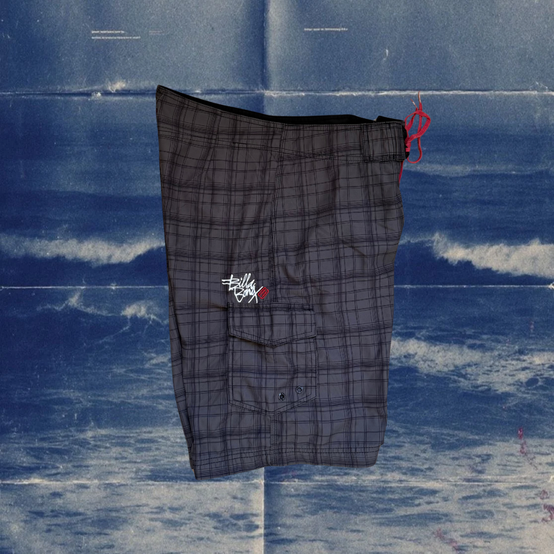 Billabong checkered gray vintage boardies